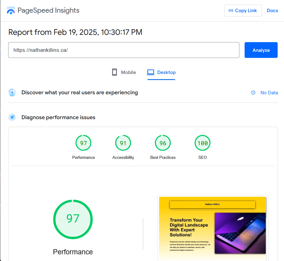 pagespeed insights scores