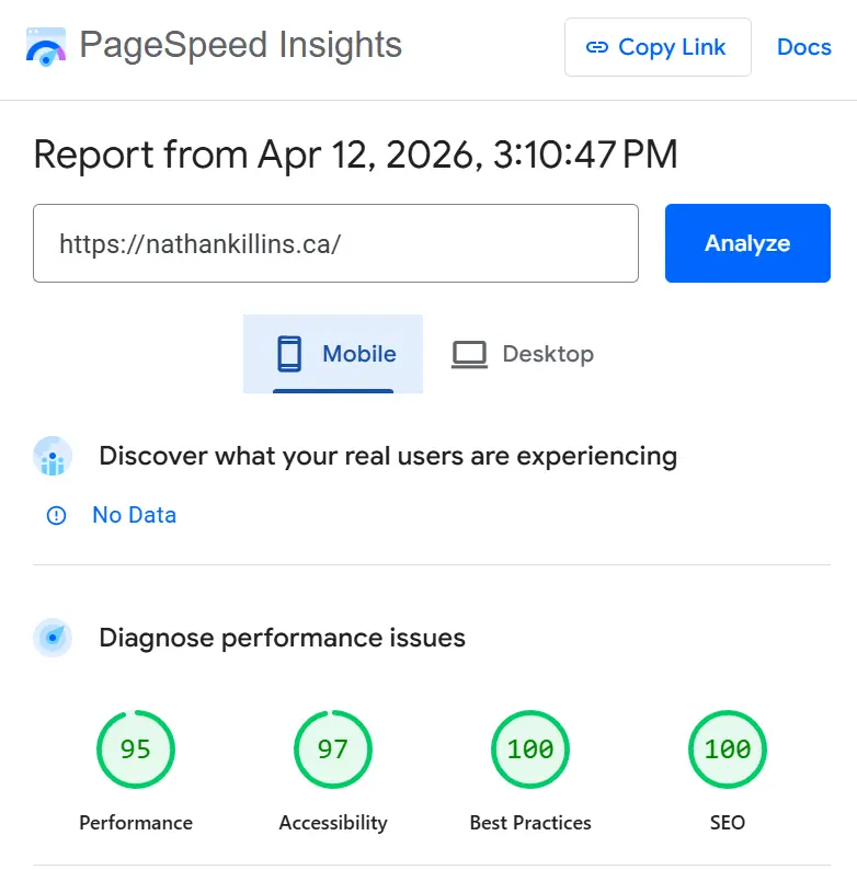 pagespeed insights scores mobile